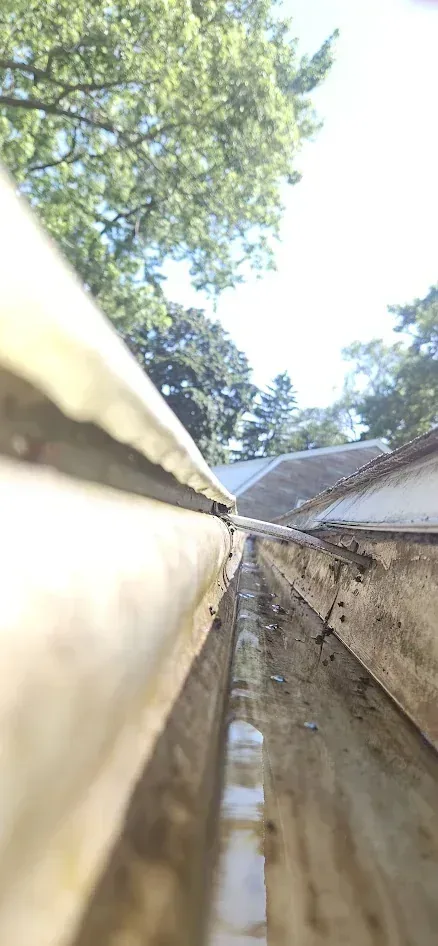 After gutter cleaning showing clear gutters