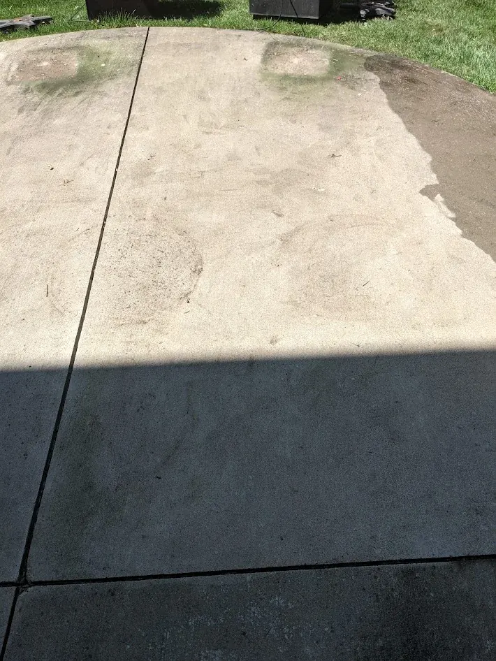 Before pressure washing showing exterior surface staining